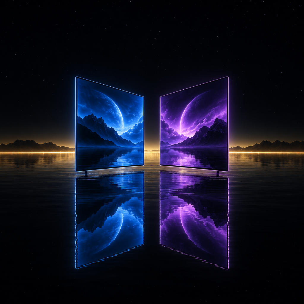 Dual screens mirror – luxury digital artwork for the Amethyst Entertainment Plan 3 Months IPTV subscription