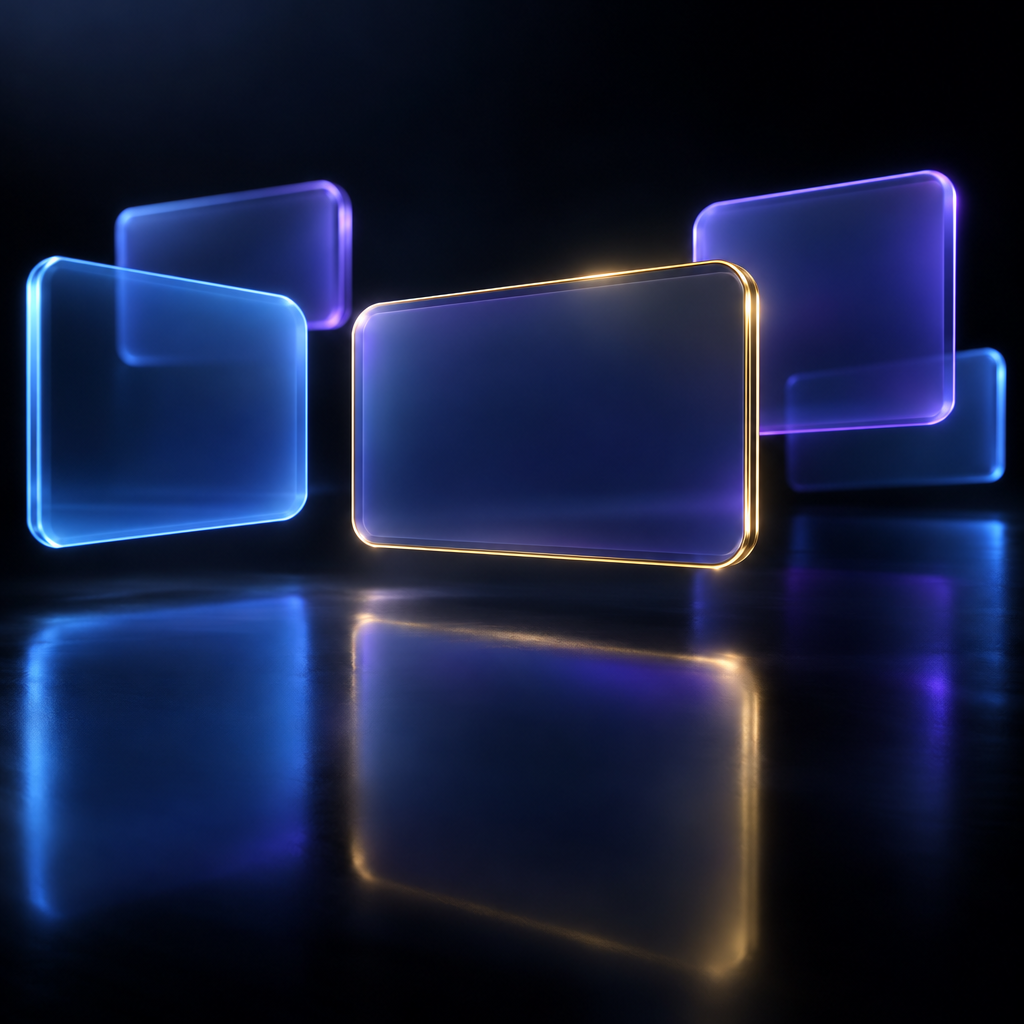 Floating ui cards 3d – luxury digital artwork for the Twilight Gateway Pass 12 Months IPTV subscription