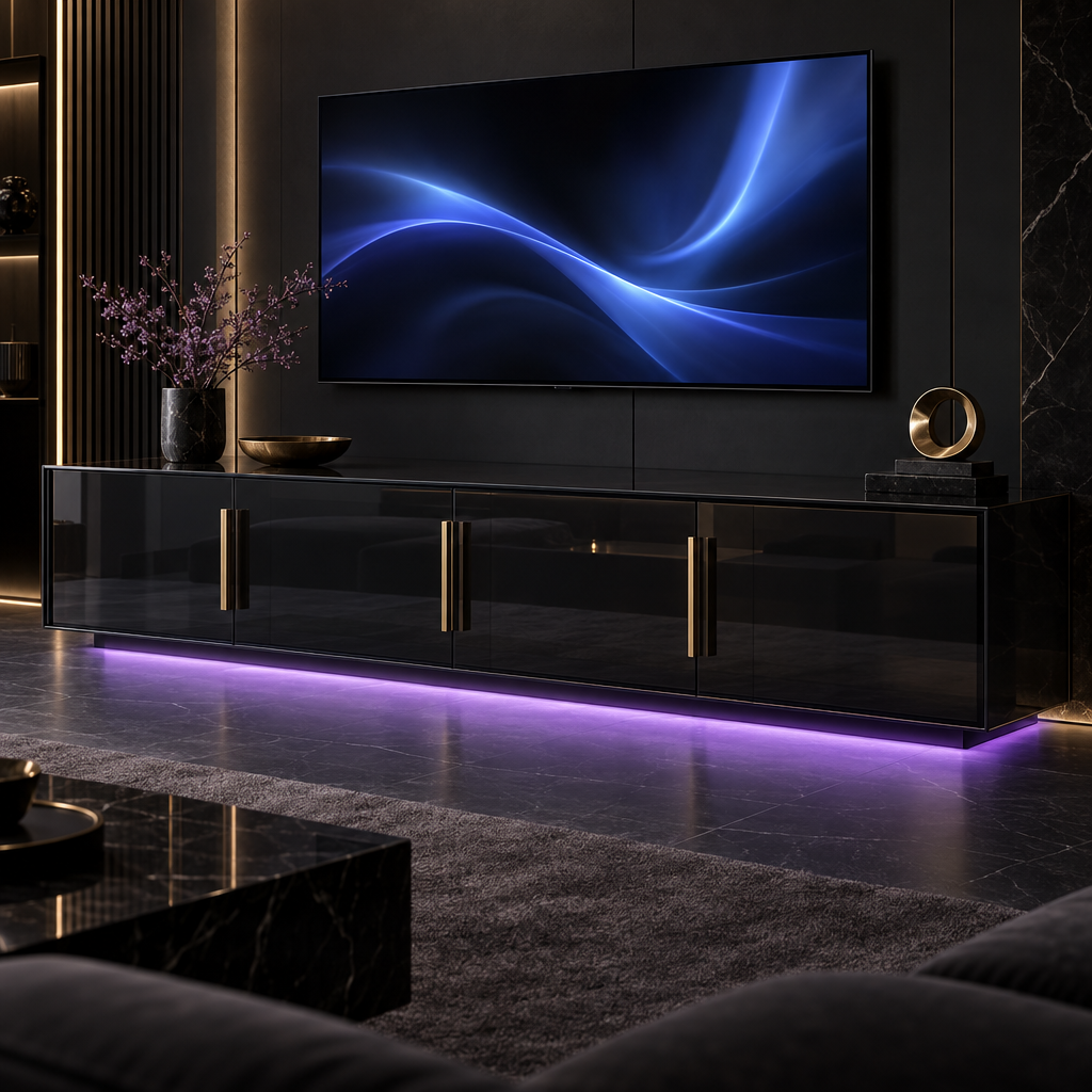 Dark glass console – luxury digital artwork for the Horizon Viewing Pass 3 Months IPTV subscription