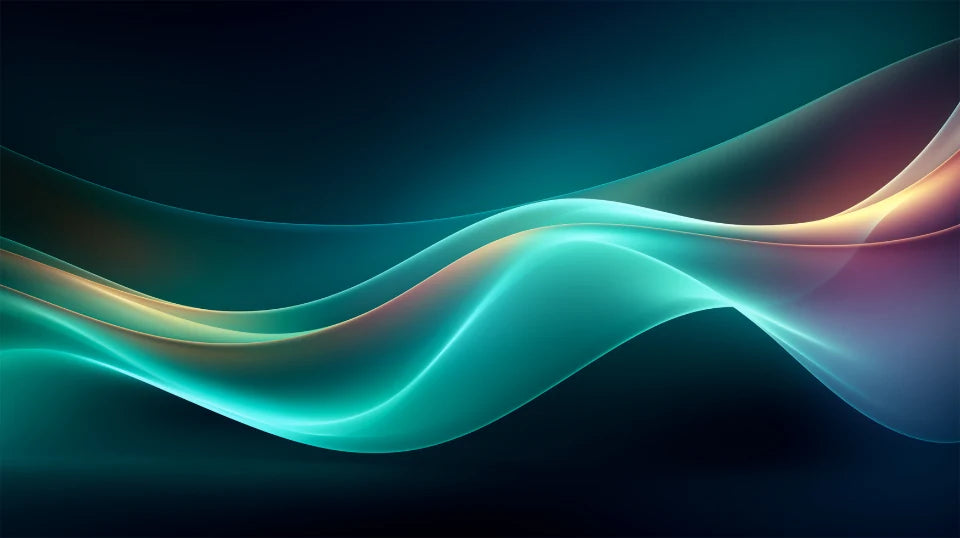 Teal silk wave gradient – luxury digital artwork for the Violet Screen Pass 6 Months IPTV subscription