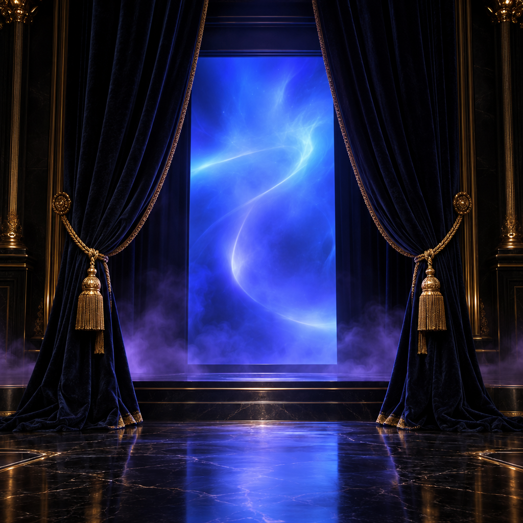 Velvet curtain screen – luxury digital artwork for the Carbon Gateway Pass 1 Month IPTV subscription
