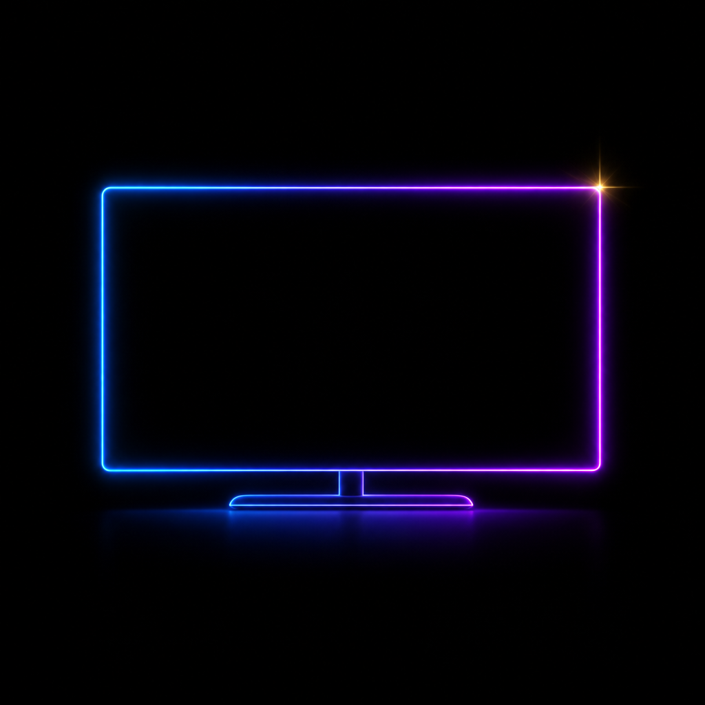 Neon outline tv minimal – luxury digital artwork for the Obsidian Signal Pass 6 Months IPTV subscription