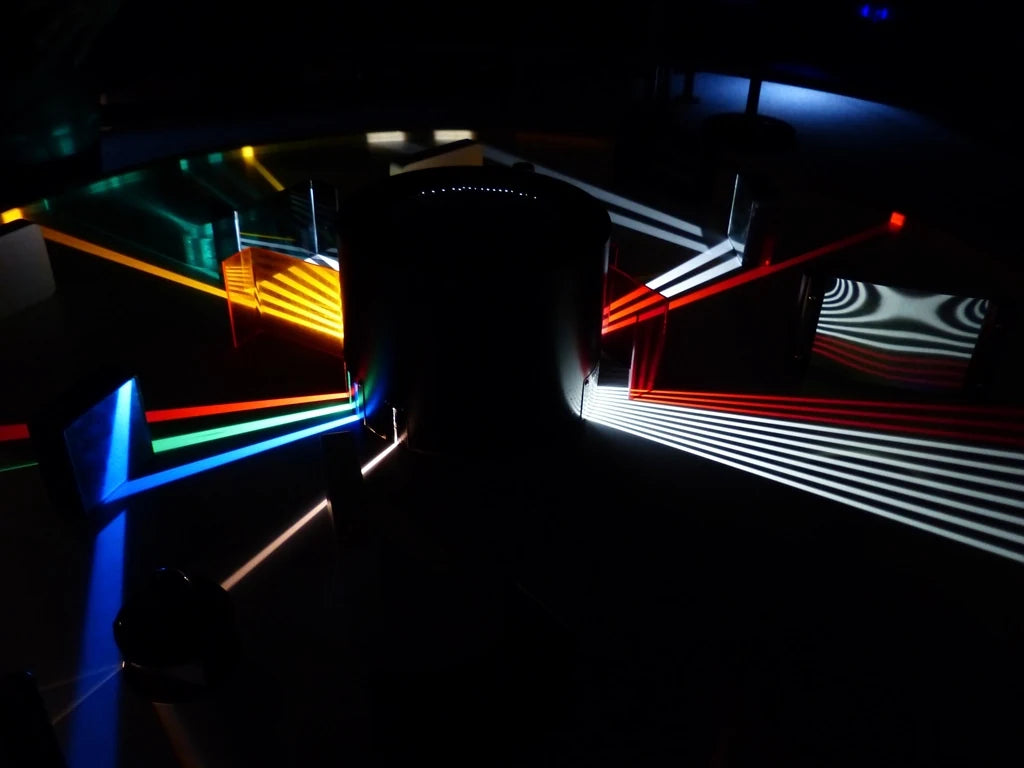 Neon light beams dark interior – luxury digital artwork for the Zenith Night Pass 1 Month IPTV subscription