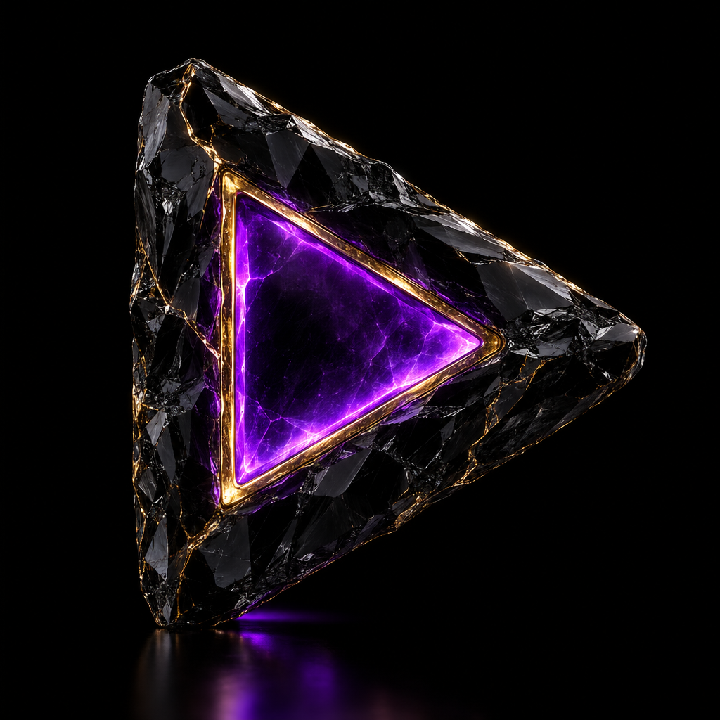Obsidian play symbol with neon edge – luxury digital artwork for the Lumen Membership 3 Months IPTV subscription