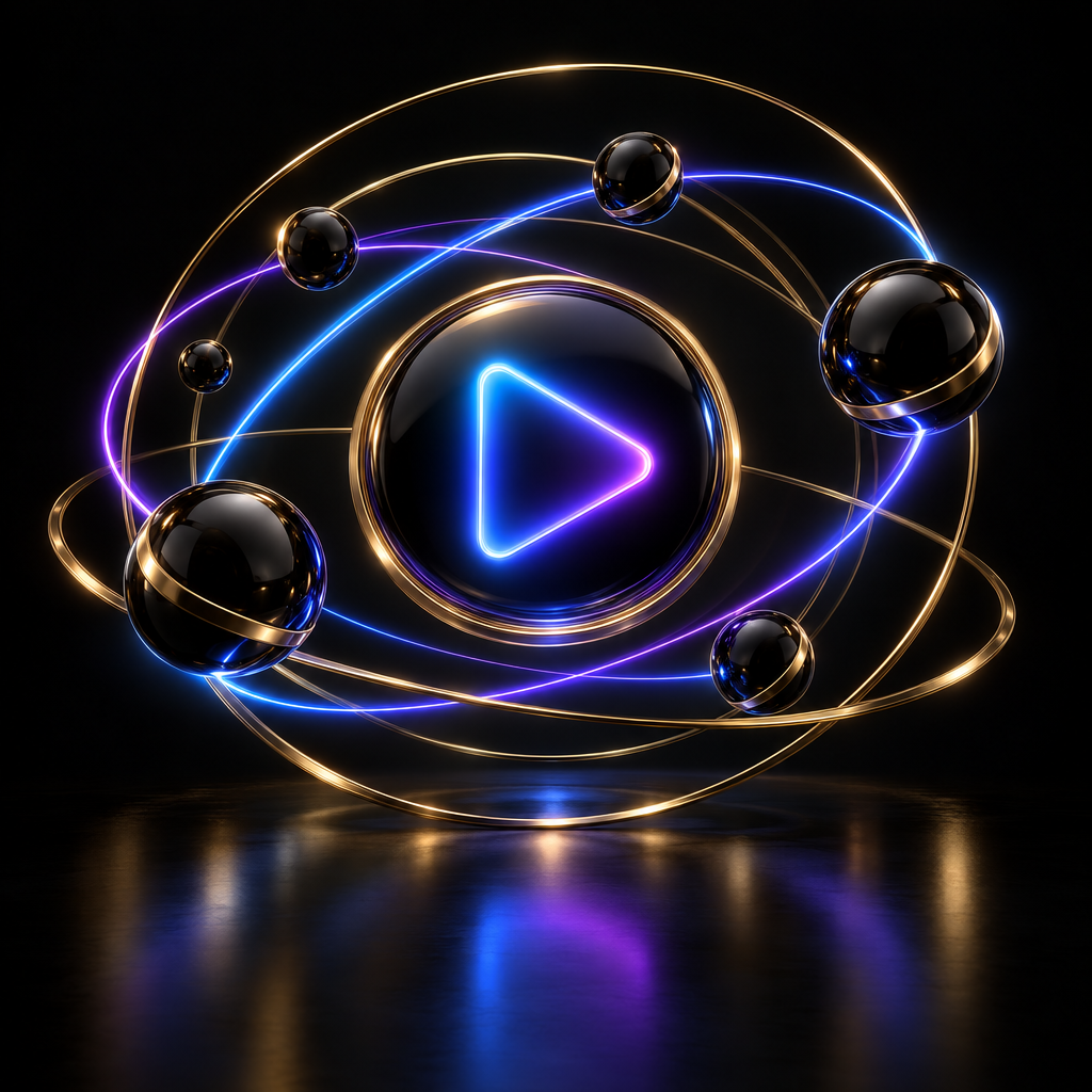 Orbiting media spheres – luxury digital artwork for the Twilight Access Plan 1 Month IPTV subscription