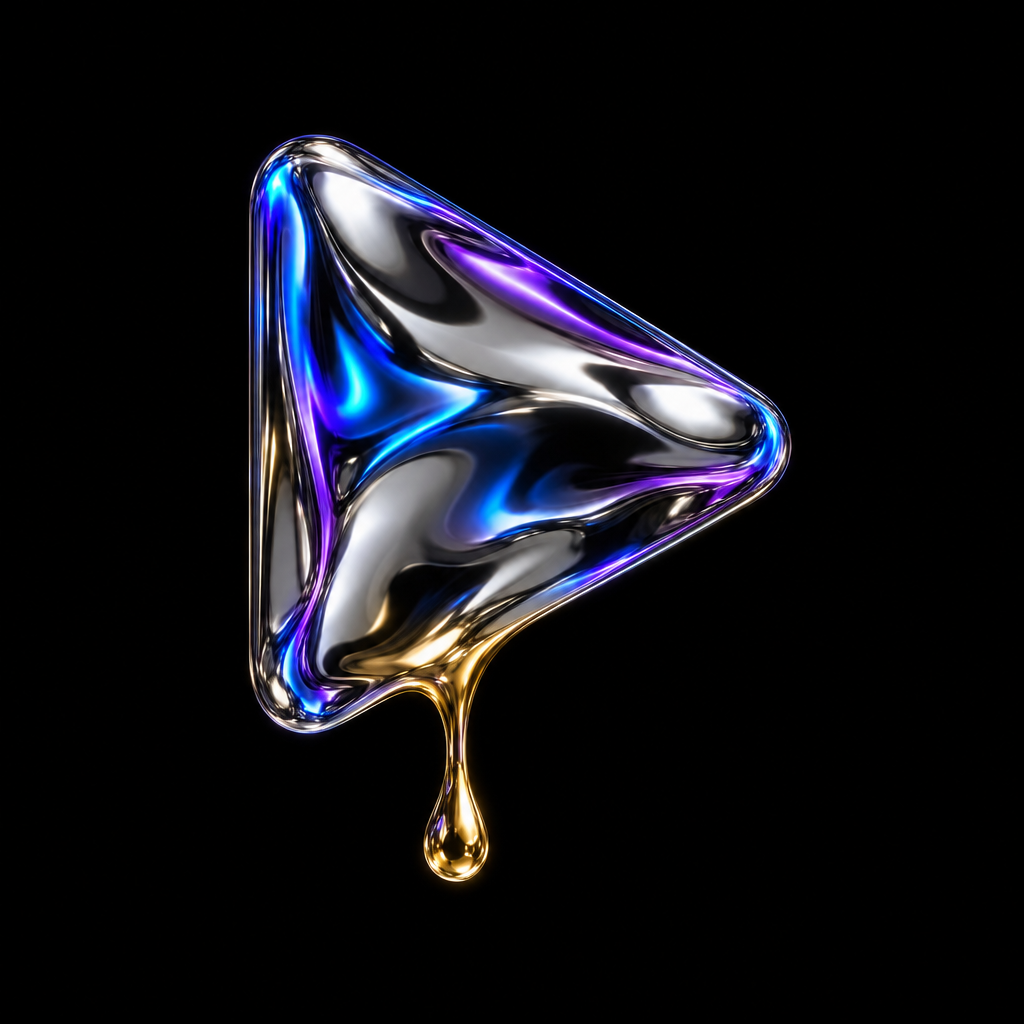Liquid chrome play – luxury digital artwork for the Crystal Classic Plan 12 Months IPTV subscription