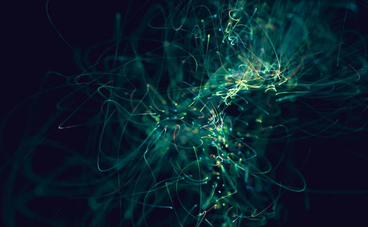 Teal light particle cloud – luxury digital artwork for the Eclipse Suite 1 Month IPTV subscription