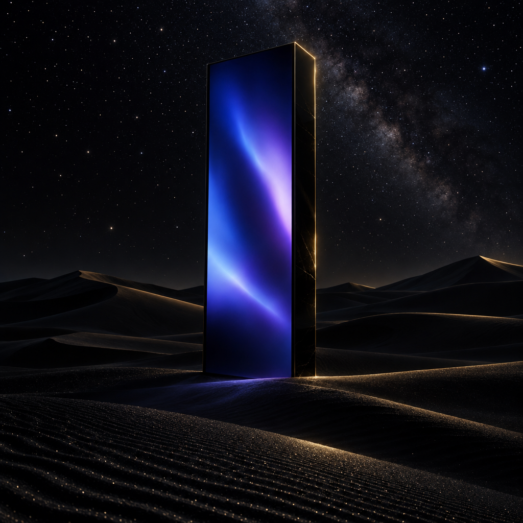 Obsidian monolith desert – luxury digital artwork for the Eclipse Entertainment Plan 3 Months IPTV subscription