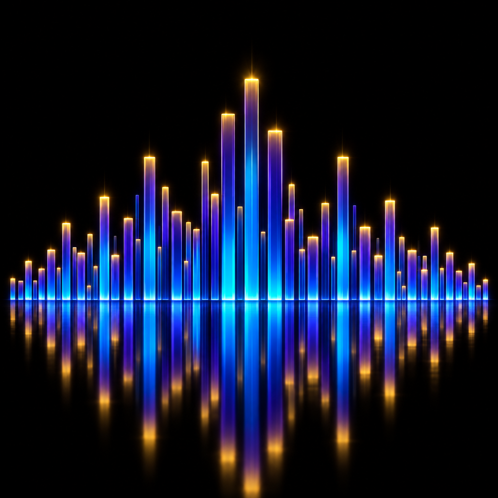 Neon audio spectrum bars – luxury digital artwork for the Stellar Access Pass 3 Months IPTV subscription