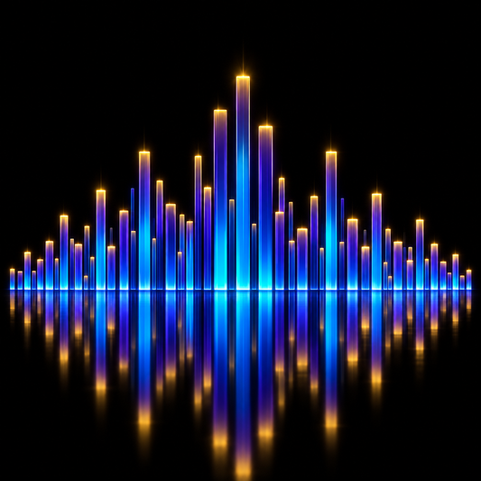 Neon audio spectrum bars – luxury digital artwork for the Twilight Suite 1 Month IPTV subscription
